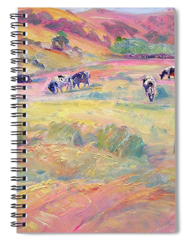 Cow Spiral Notebook featuring the painting Happy Cows, Tomales Bay by John McCormick