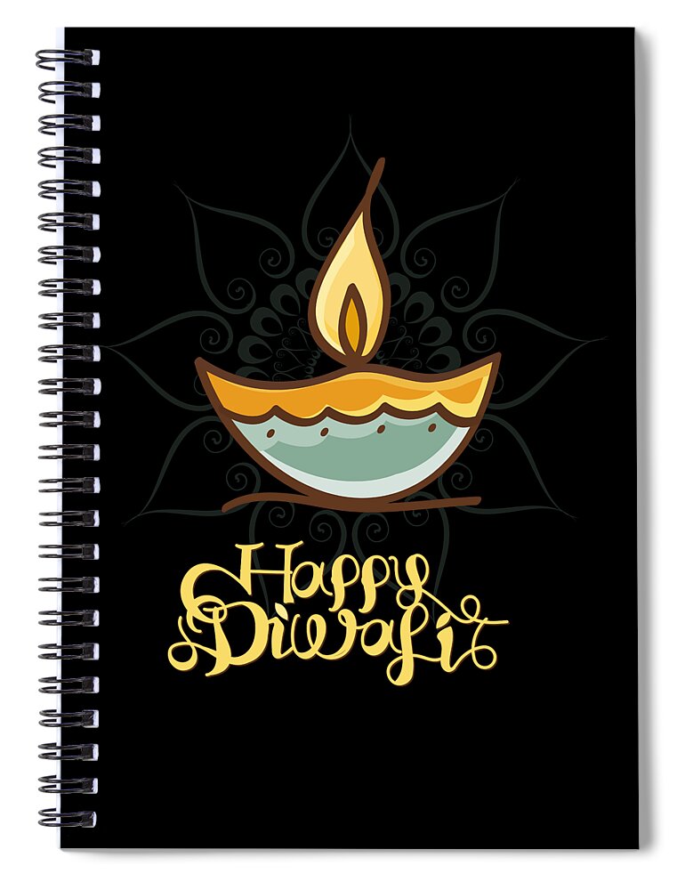Cool Spiral Notebook featuring the digital art Happy Diwali T Shirt by Flippin Sweet Gear