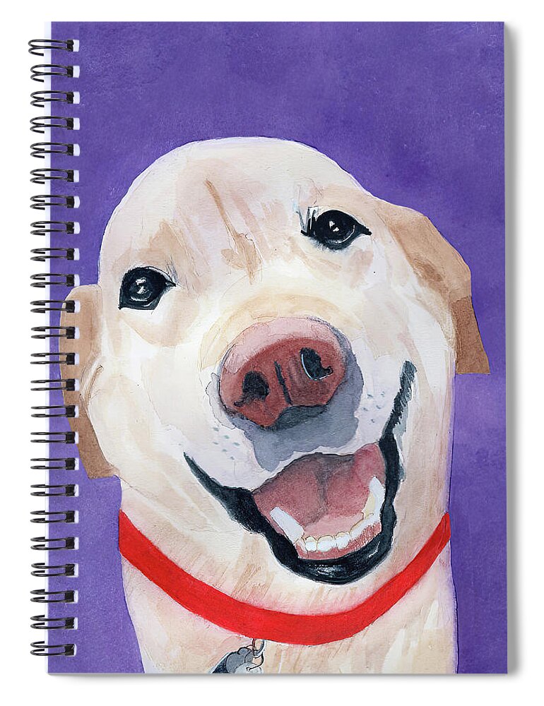 Labrador Retriever Spiral Notebook featuring the painting Happy Dog by Deborah League