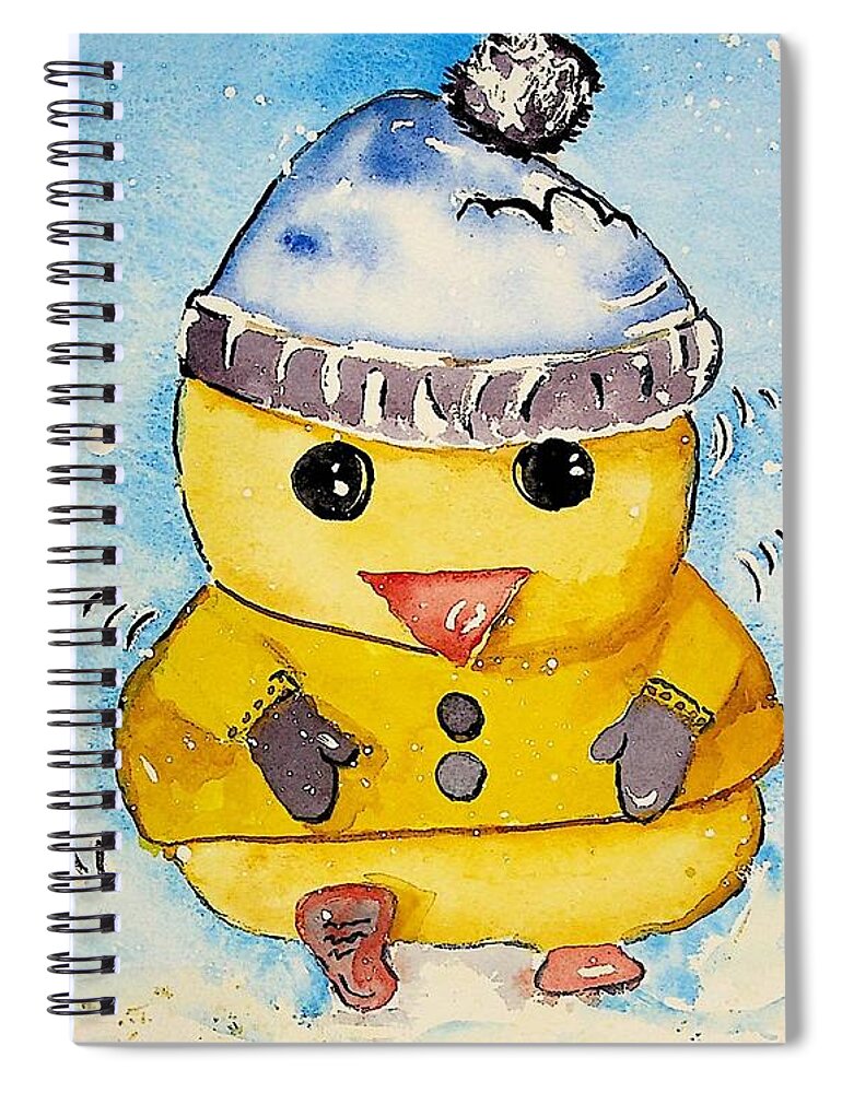 Happy Spiral Notebook featuring the painting Happy Duckie Winter by Valerie Shaffer