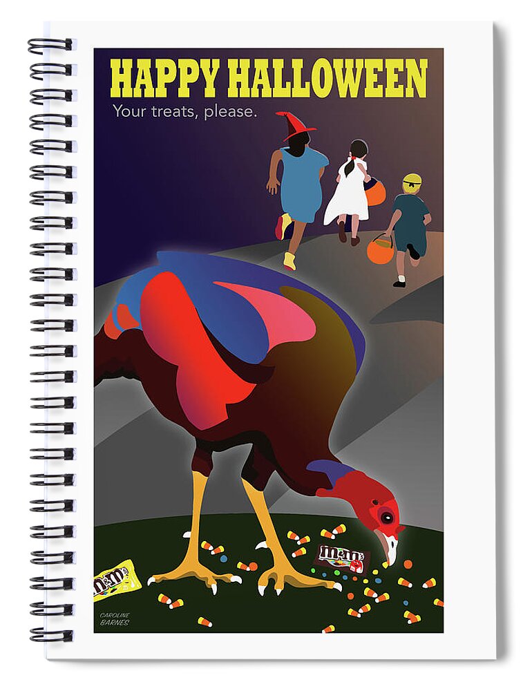 Halloween Spiral Notebook featuring the digital art Happy Halloween by Caroline Barnes