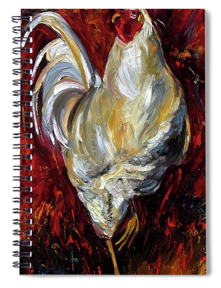 Rooster Art Spiral Notebook featuring the painting Happy Hank by Debra Hurd