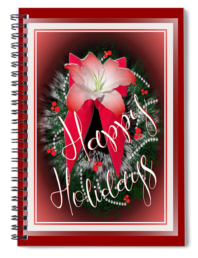 Holiday Spiral Notebook featuring the digital art Happy Holidays Card by Delynn Addams