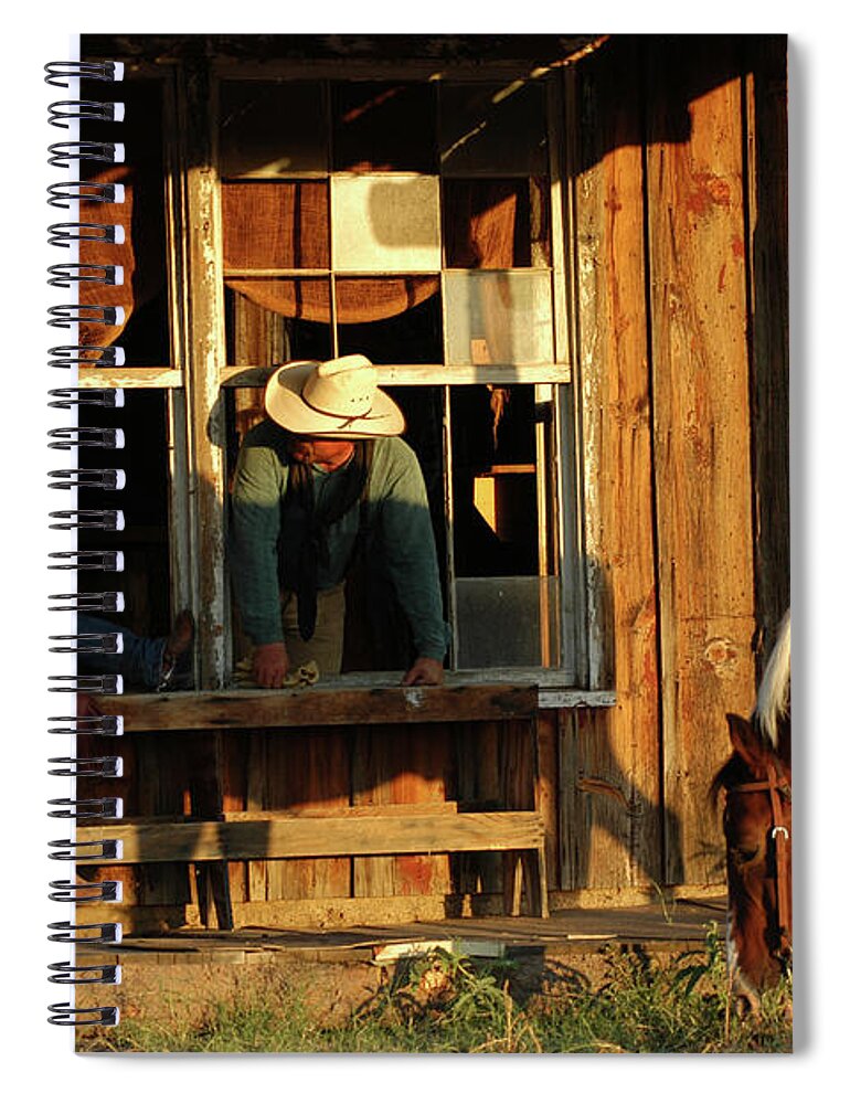Cowboy Spiral Notebook featuring the photograph Happy Hour at the Saloon by Jody Miller
