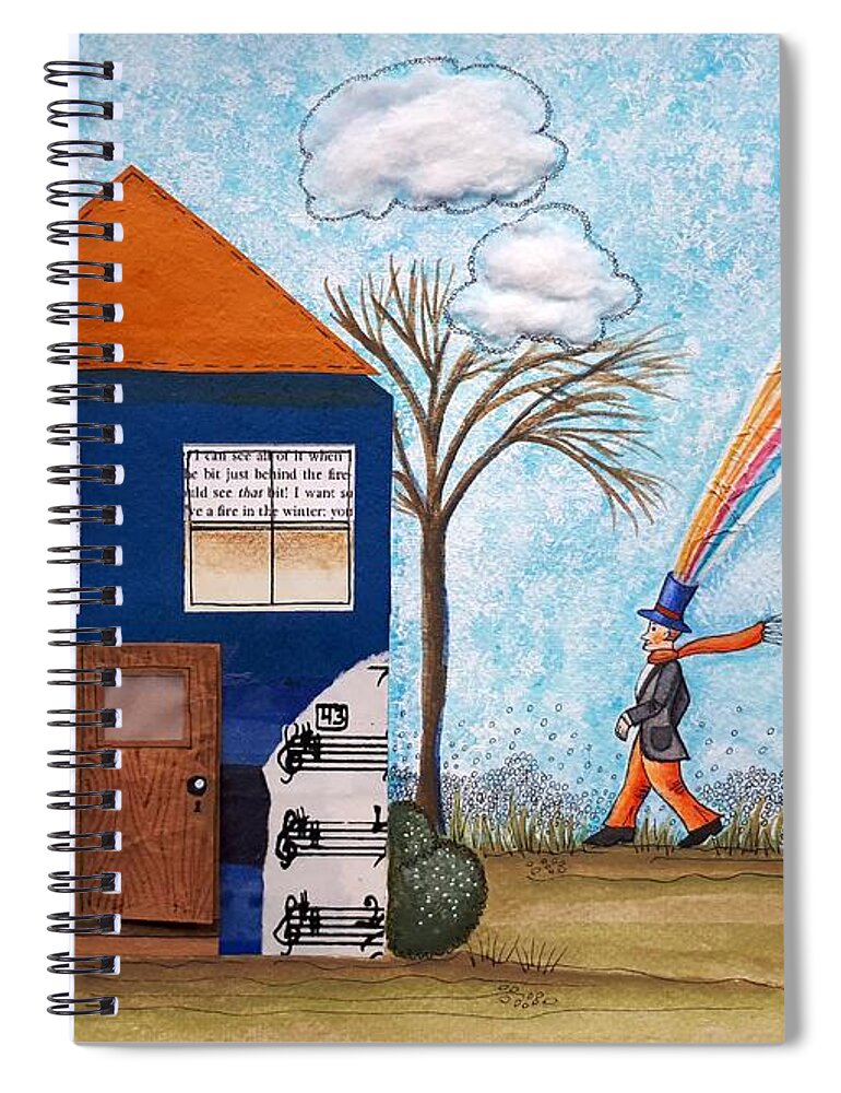 Magical Spiral Notebook featuring the painting Happy little house by Graciela Bello