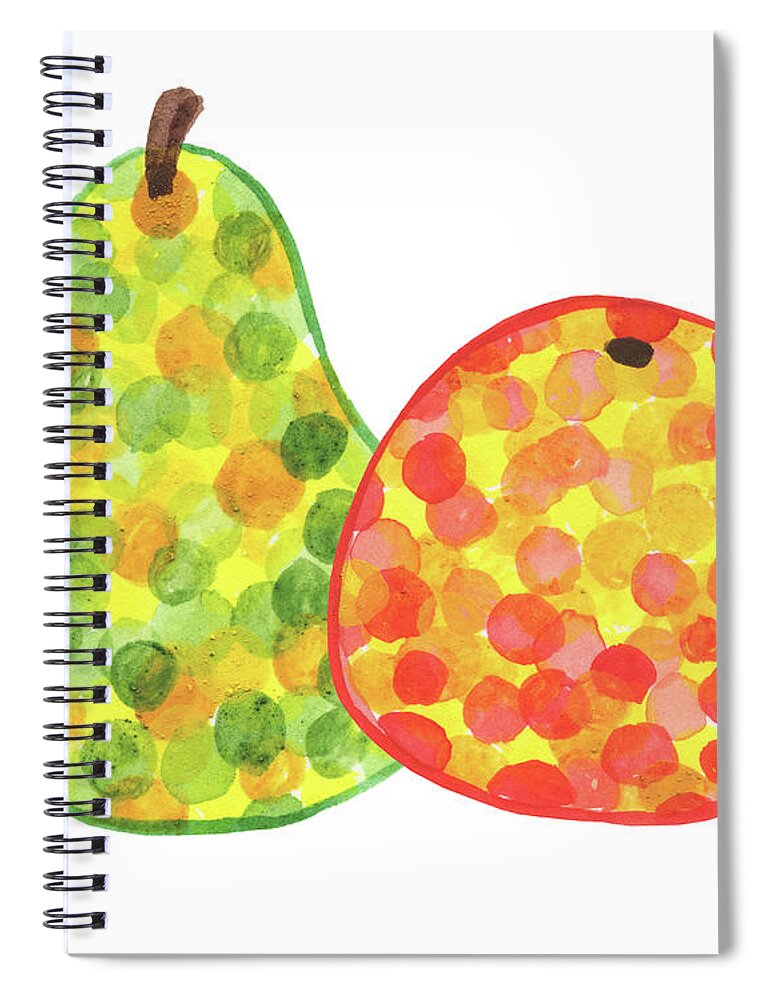 Apple Pear Spiral Notebook featuring the painting Happy Pair An Apple And Pear Watercolor Art I by Irina Sztukowski