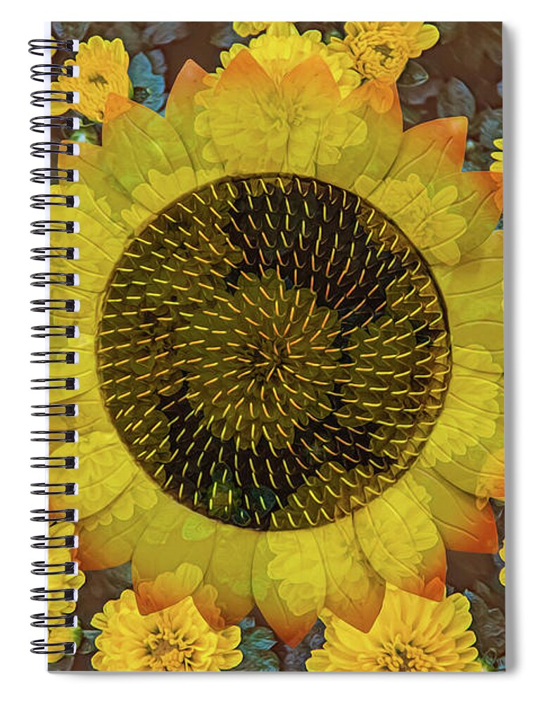 Season Spiral Notebook featuring the digital art Happy Sunflower by Susan Vineyard