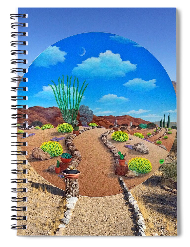 Desert Spiral Notebook featuring the mixed media Happy Trails by Snake Jagger