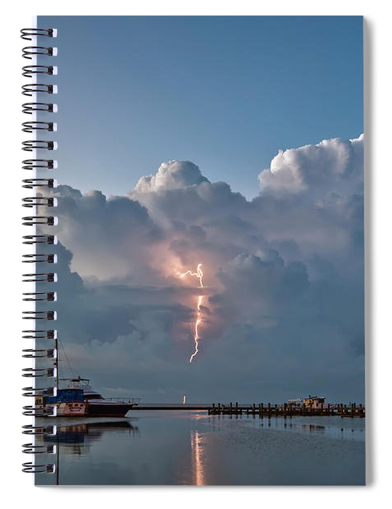 Lightning Spiral Notebook featuring the photograph Harbor Lightning by Ty Husak