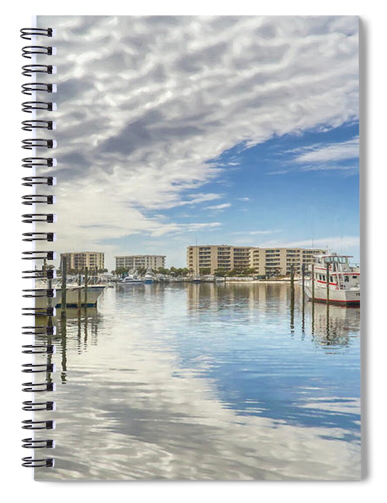 Harbor Walk Marina Spiral Notebook featuring the photograph Harbor Walk Marina by Mel Steinhauer