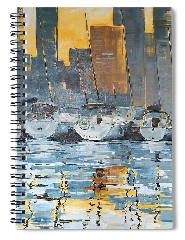 Harbour Spiral Notebook featuring the painting Harbour by Sheila Romard