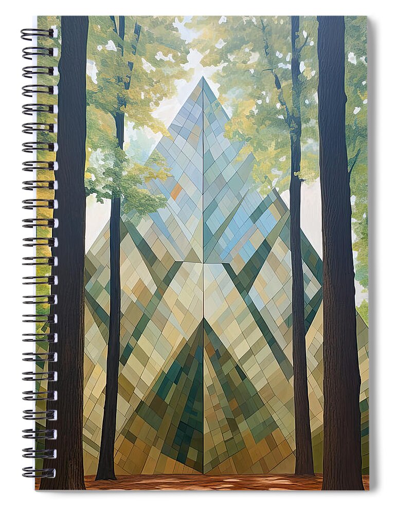 Modern Art Spiral Notebook featuring the painting Harmony of Nature - Green Modern Art by Lourry Legarde