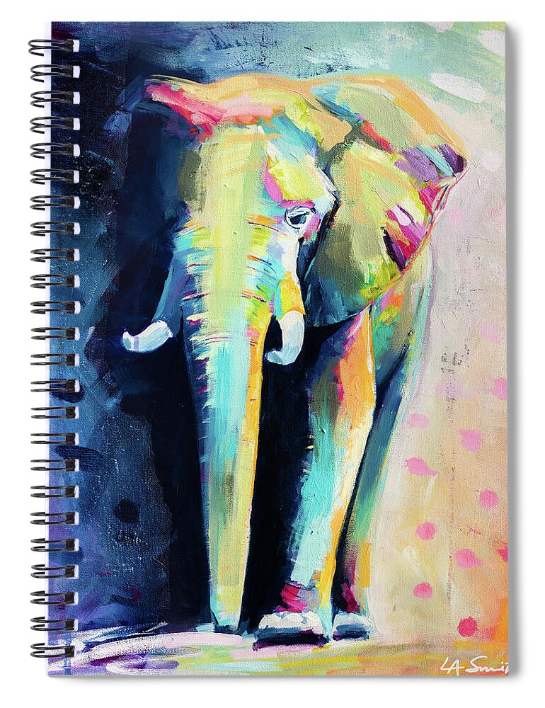 Elephant Spiral Notebook featuring the painting Harold by LA Smith