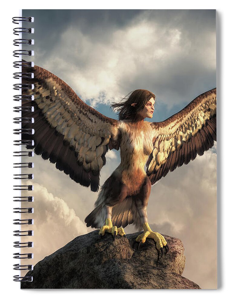Harpy Spiral Notebook featuring the digital art Harpy by Daniel Eskridge