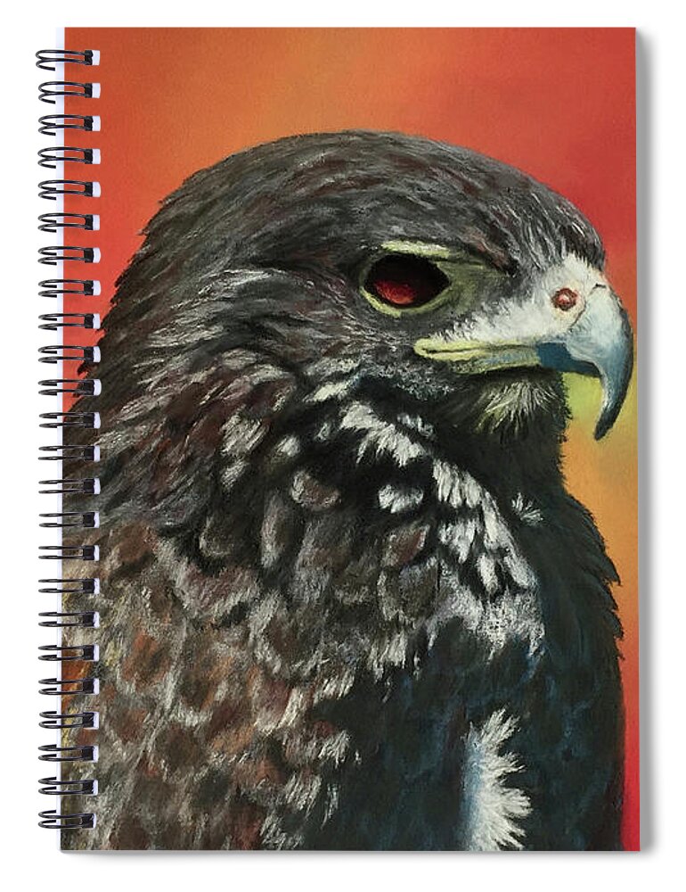 Hawk Spiral Notebook featuring the pastel Harris Hawk - Kohana by Lyn DeLano