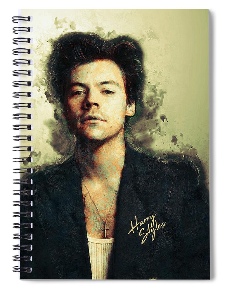 Harry Styles Spiral Notebook featuring the digital art Harry Styles - Vintage, Victorian Style Painting 01 by Studio Grafiikka