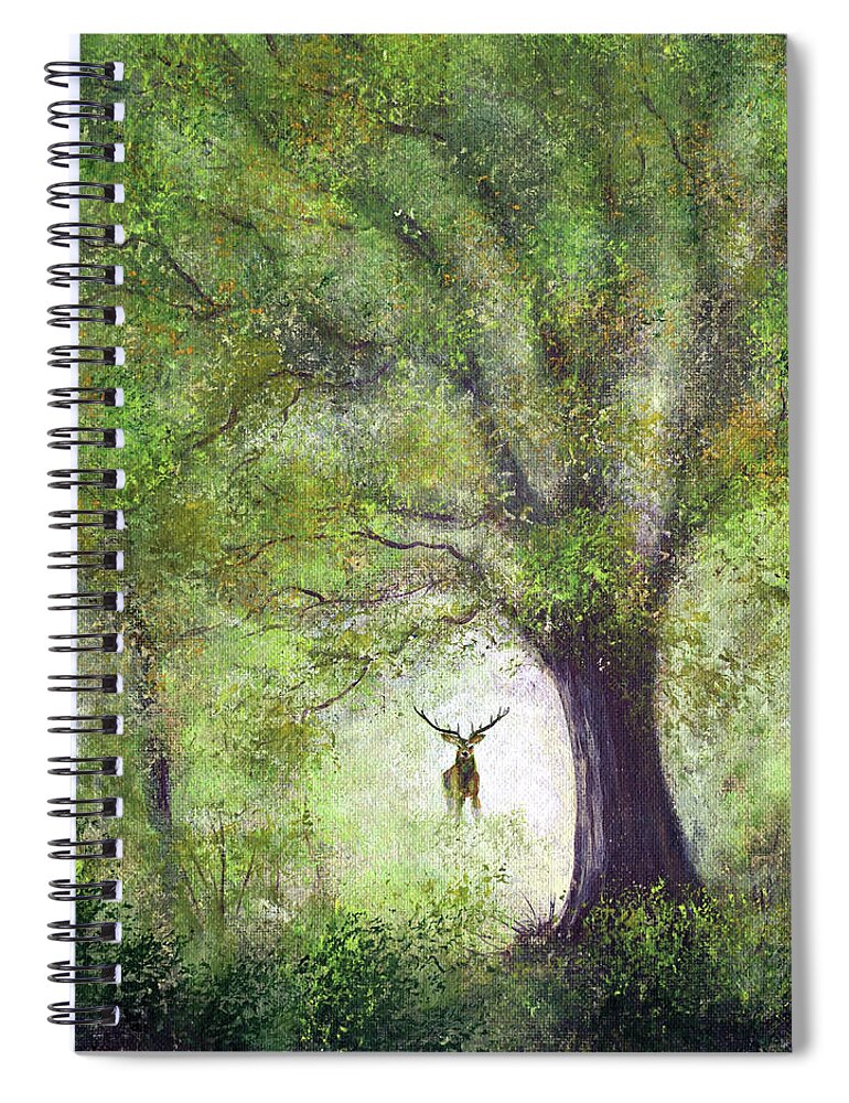 Hart Spiral Notebook featuring the painting Hart of the Woodland by Laura Iverson