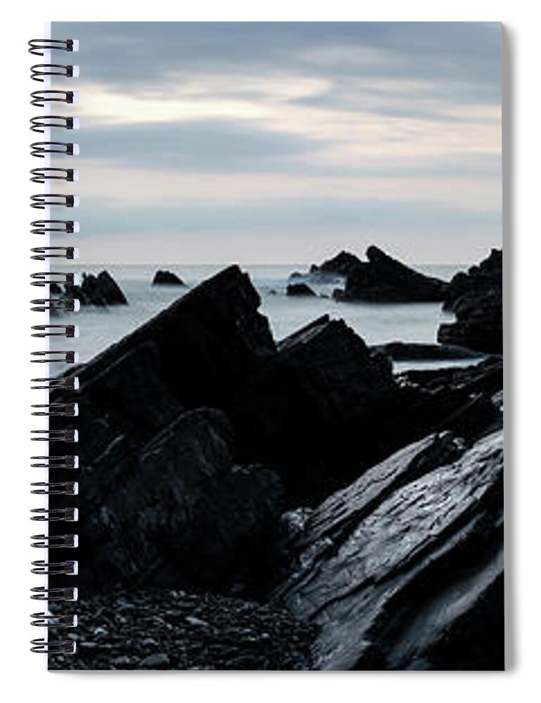 Coast Spiral Notebook featuring the photograph Hartland Quay North Devon south west coast path blue hour by Sonny Ryse