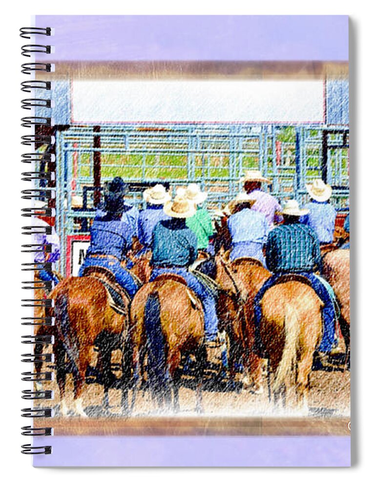 Horses Spiral Notebook featuring the mixed media Hats and Rumps Listen Up by Kae Cheatham