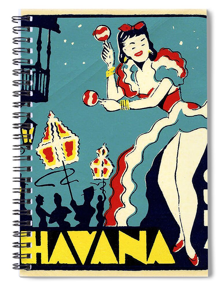 Cuba Spiral Notebook featuring the drawing Havana Cuba Decal by Unknown