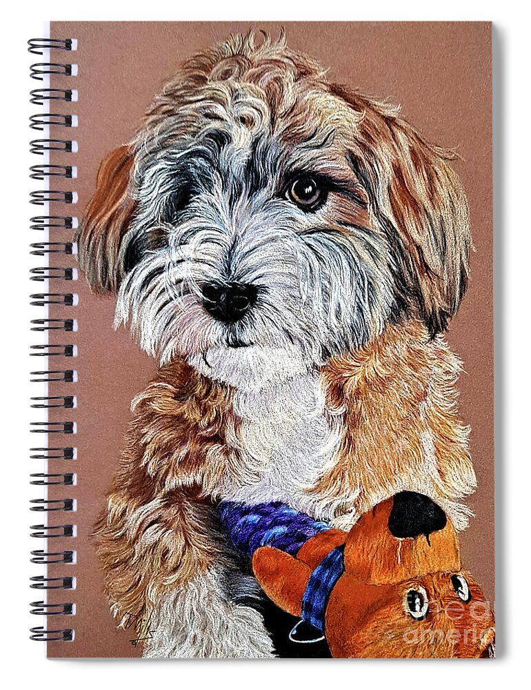 Canine Spiral Notebook featuring the drawing Havanese by Terri Mills