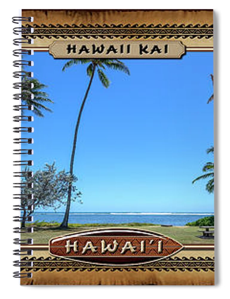 Hawaii Kai Spiral Notebook featuring the photograph Hawaii Kai Tall Palm Trees Hawaiian Style Panoramic Photograph by Aloha Art