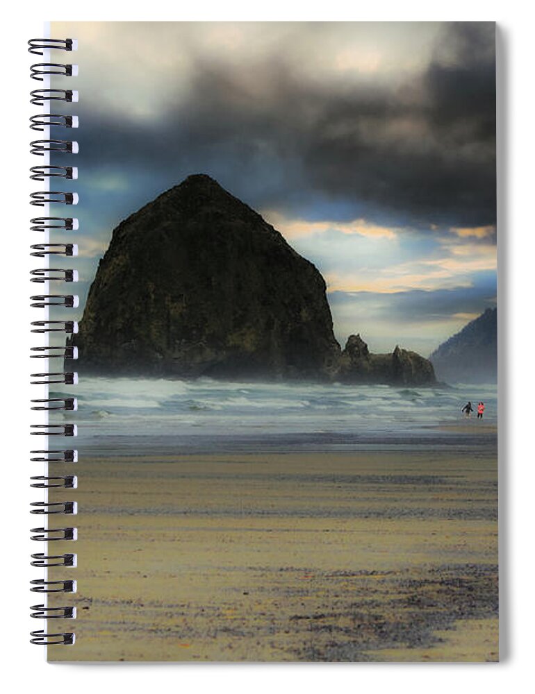 Haystack Rock On A Dreamy Afternoon Spiral Notebook featuring the photograph Haystack Rock on a Dreamy Afternoon by Kandy Hurley