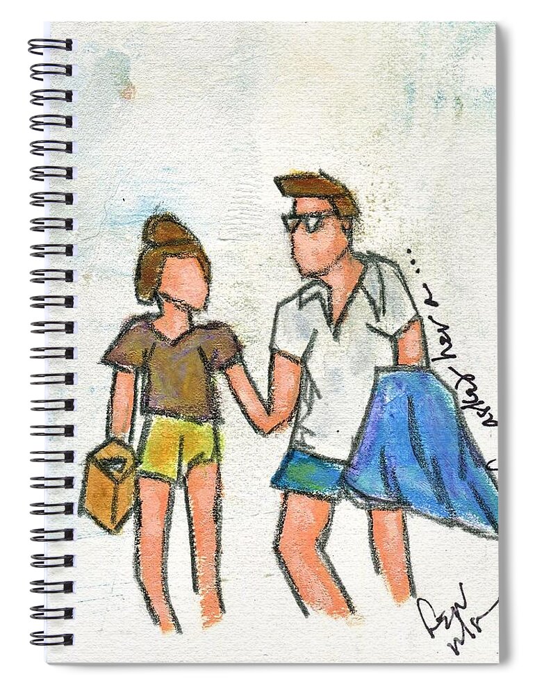  Spiral Notebook featuring the painting He Asked Her A.... by Hew Wilson