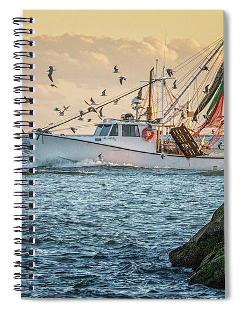 Boat Spiral Notebook featuring the photograph Heading For Port by Bob Decker