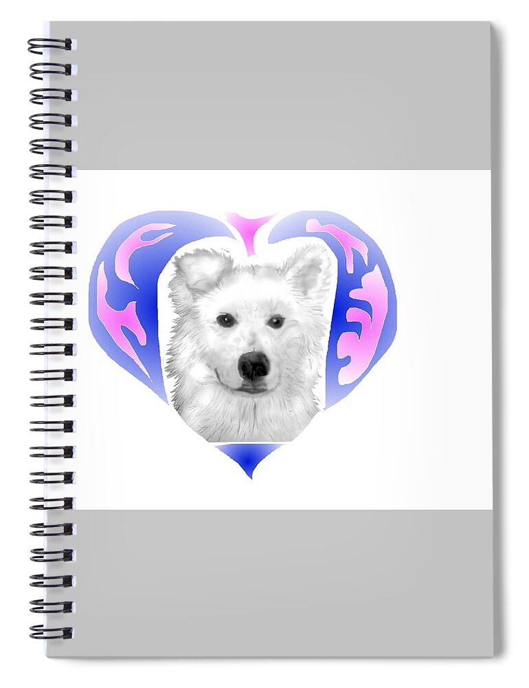 Samoyed Spiral Notebook featuring the mixed media Heart of my heart. by Pamela Calhoun