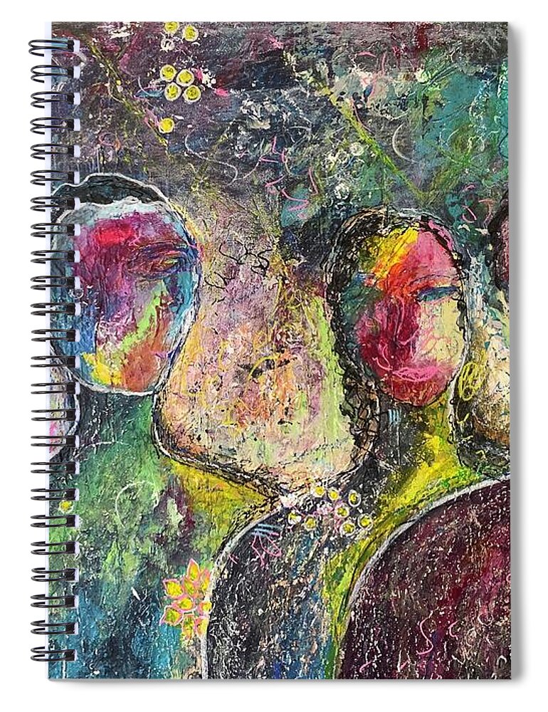 Abstract Spiral Notebook featuring the painting Heart to Heart by Raji Musinipally