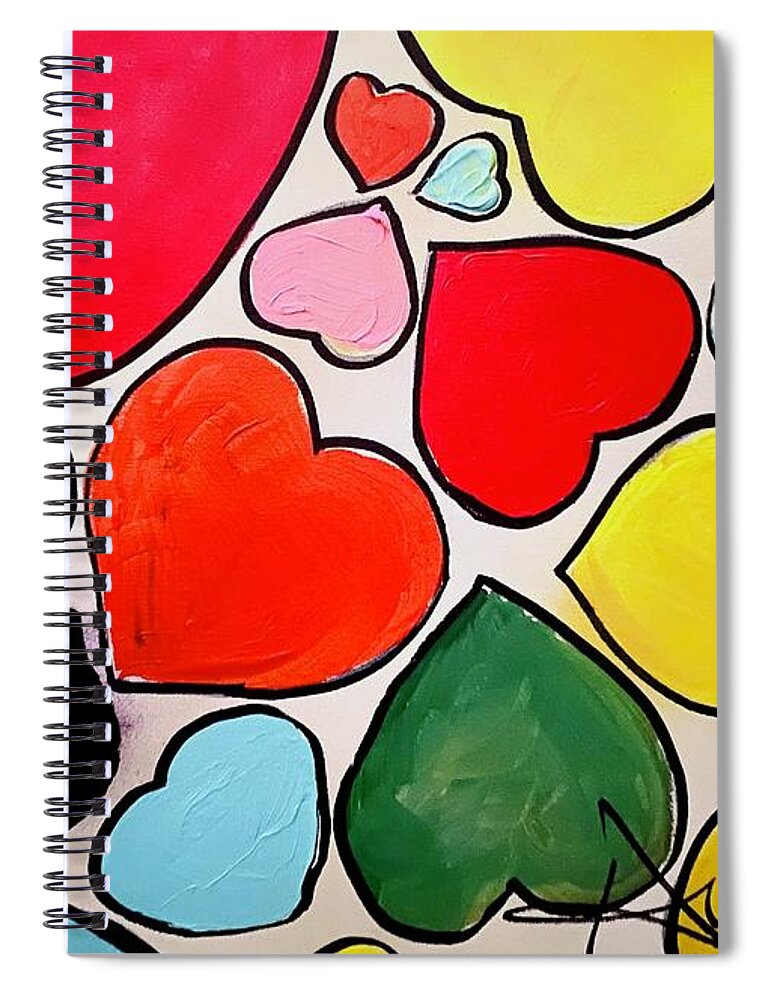  Spiral Notebook featuring the painting Hearts by Angie ONeal