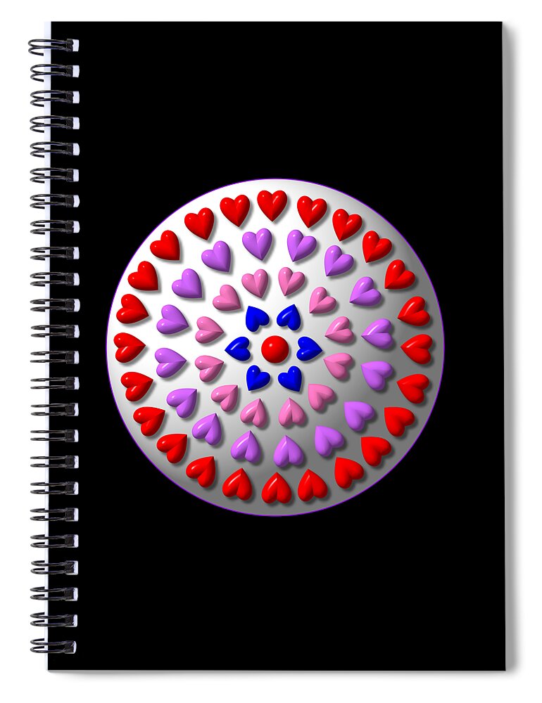 Hearts Digital Rock Painting Spiral Notebook featuring the digital art Hearts Digital Rock Painting by Rose Santuci-Sofranko