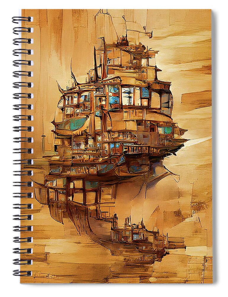 Steampunk Spiral Notebook featuring the digital art Heatherbury Headquarters by Rod Melotte