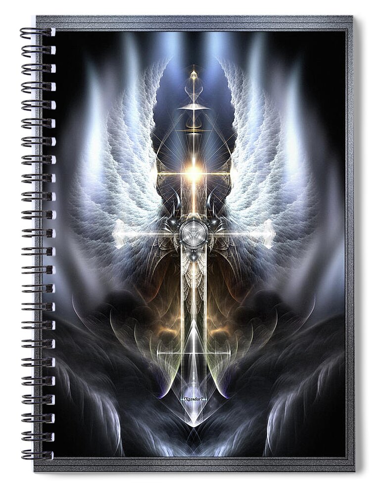 Heaven Spiral Notebook featuring the digital art Heavenly Angel Wings Cross by Xzendor7