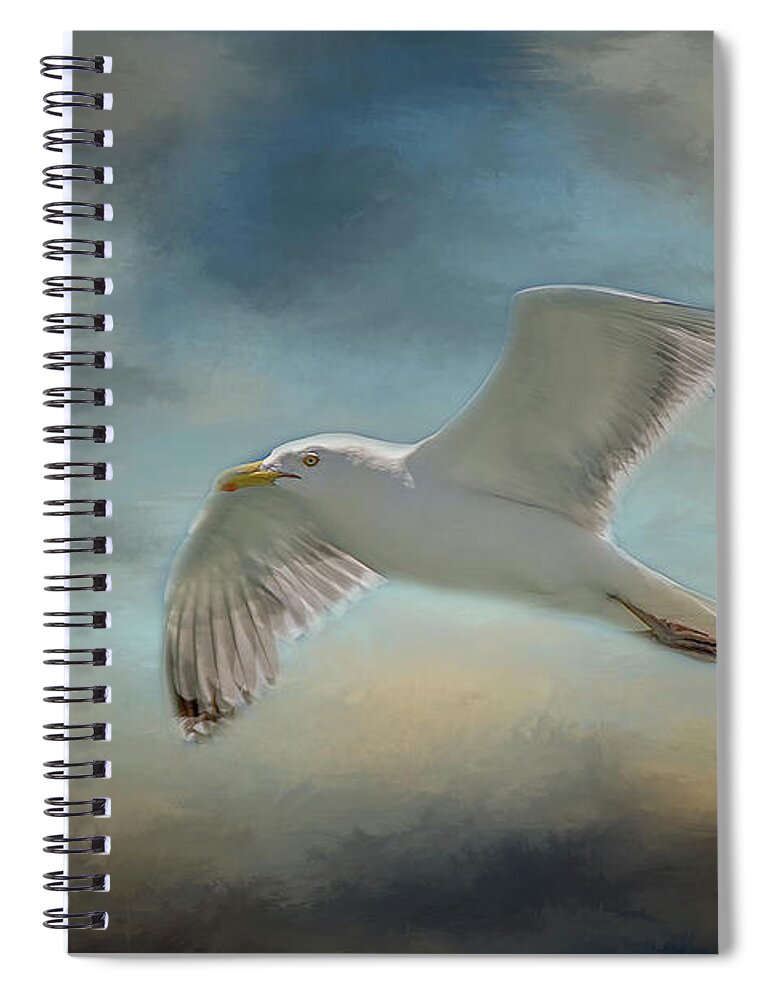 Seagull Spiral Notebook featuring the photograph Heavenly Flight by Cathy Kovarik