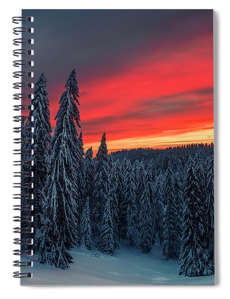 Bulgaria Spiral Notebook featuring the photograph Heavens In Flames by Evgeni Dinev