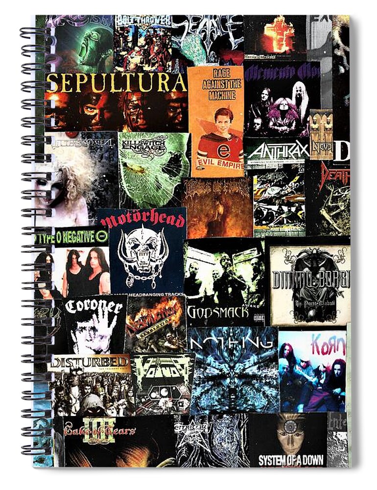 Heavy Metal Music Collage 7 Spiral Notebook by Doug Siegel - Fine