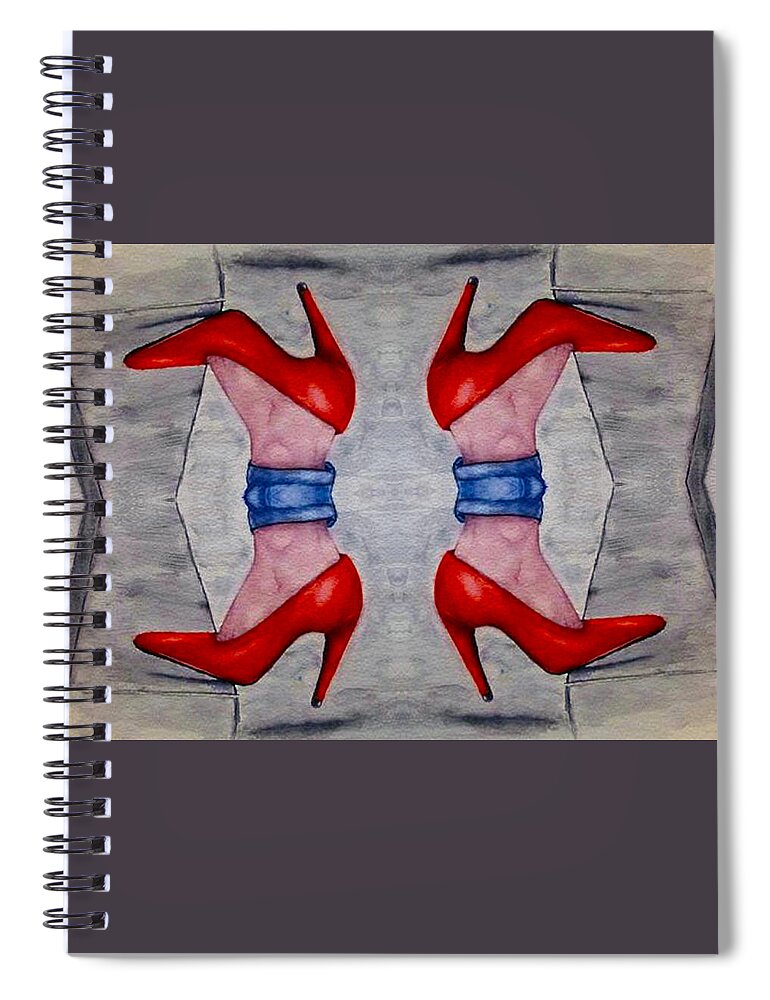 The Entranceway Spiral Notebook featuring the mixed media Heels over Heels by Ronald Mills