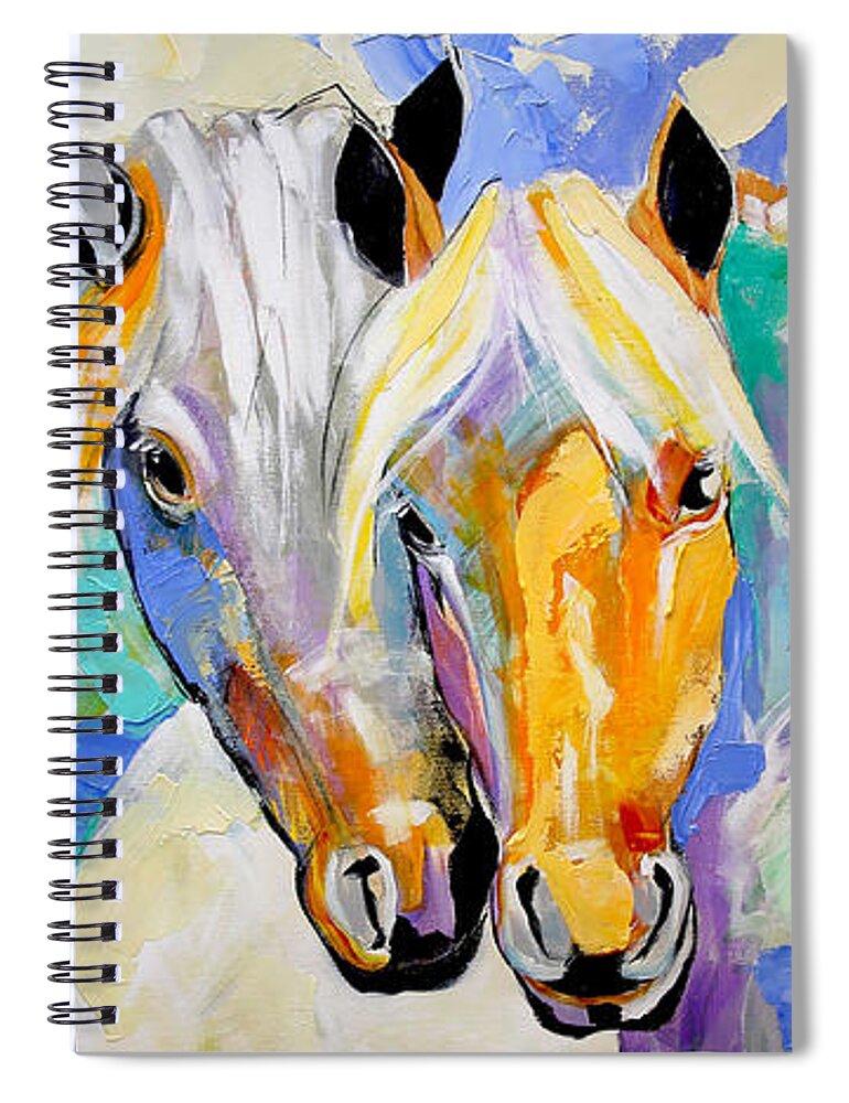Horse Painting Spiral Notebook featuring the painting He'in and She'in by Laurie Pace