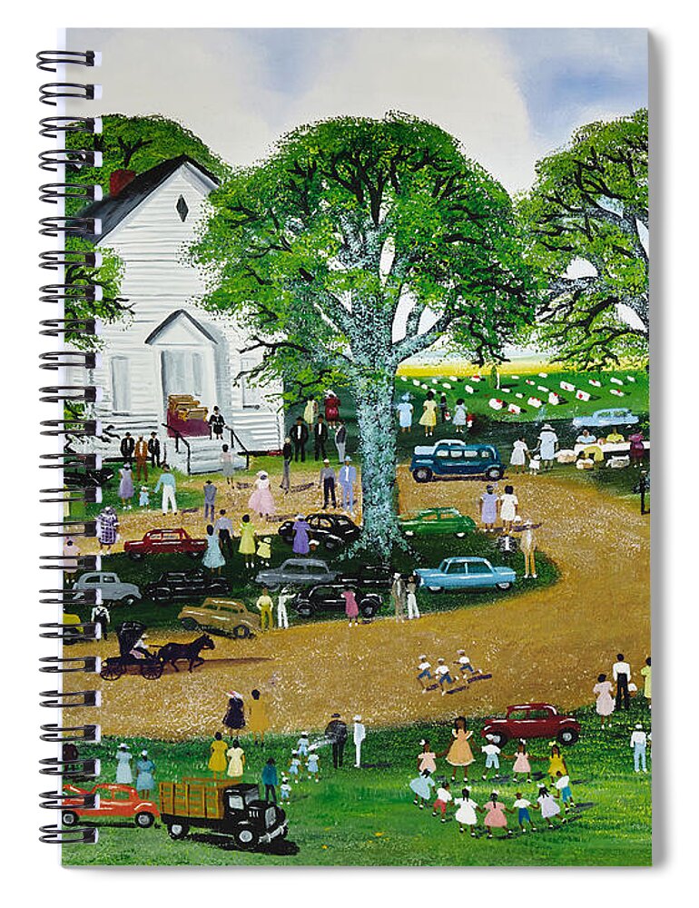 Helen Lafrance Church Fair Spiral Notebook featuring the painting Helen LaFrance Church Fair by MotionAge Designs