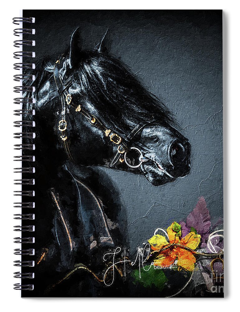 Horse Spiral Notebook featuring the digital art Hello Beautiful by Janice OConnor
