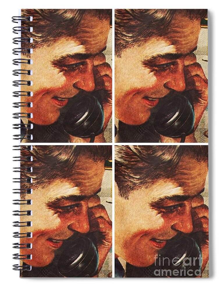 Collage Spiral Notebook featuring the mixed media Hello, It's Me by Sally Edelstein