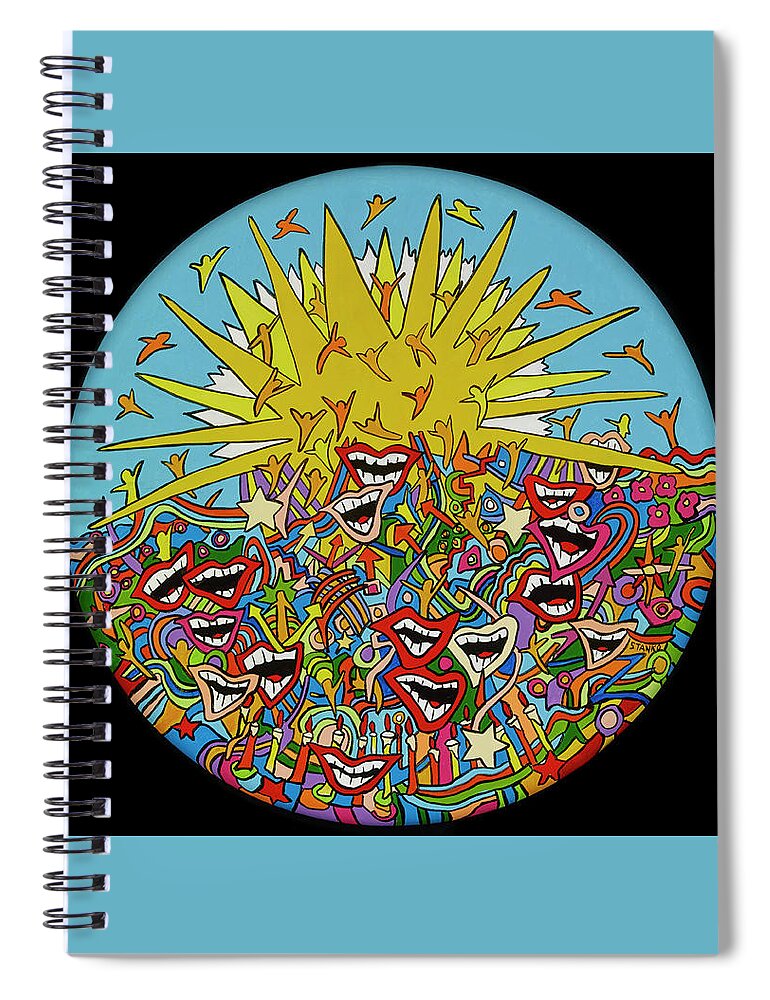 Sunshine Happy Faces Summer Spiral Notebook featuring the painting Hello Sunshine by Mike Stanko