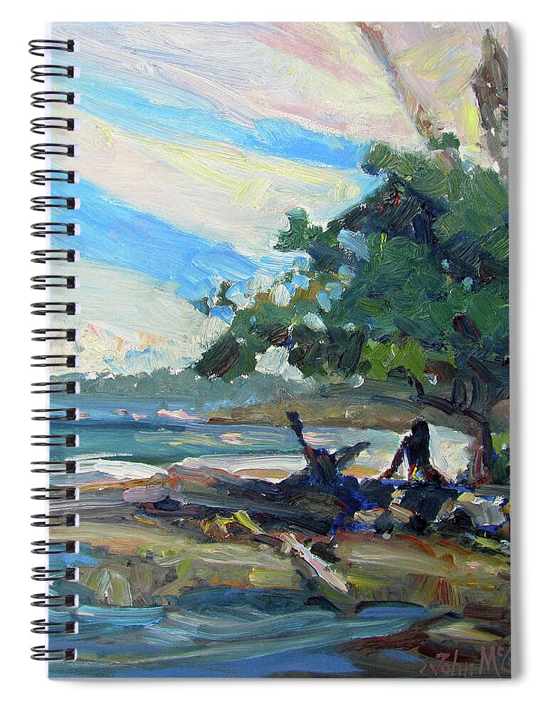 Caribbean Coast Spiral Notebook featuring the painting Her Favorite Spot by John McCormick