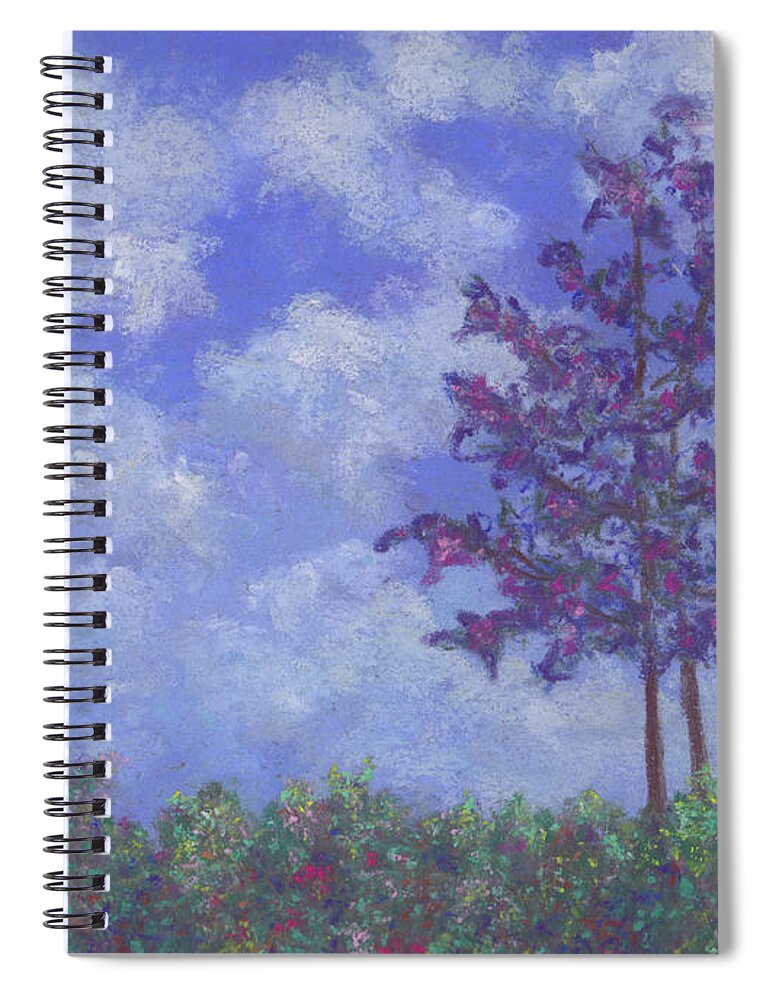 Corkscrew Audubon Sanctuary Spiral Notebook featuring the pastel Here I stand by Anne Katzeff