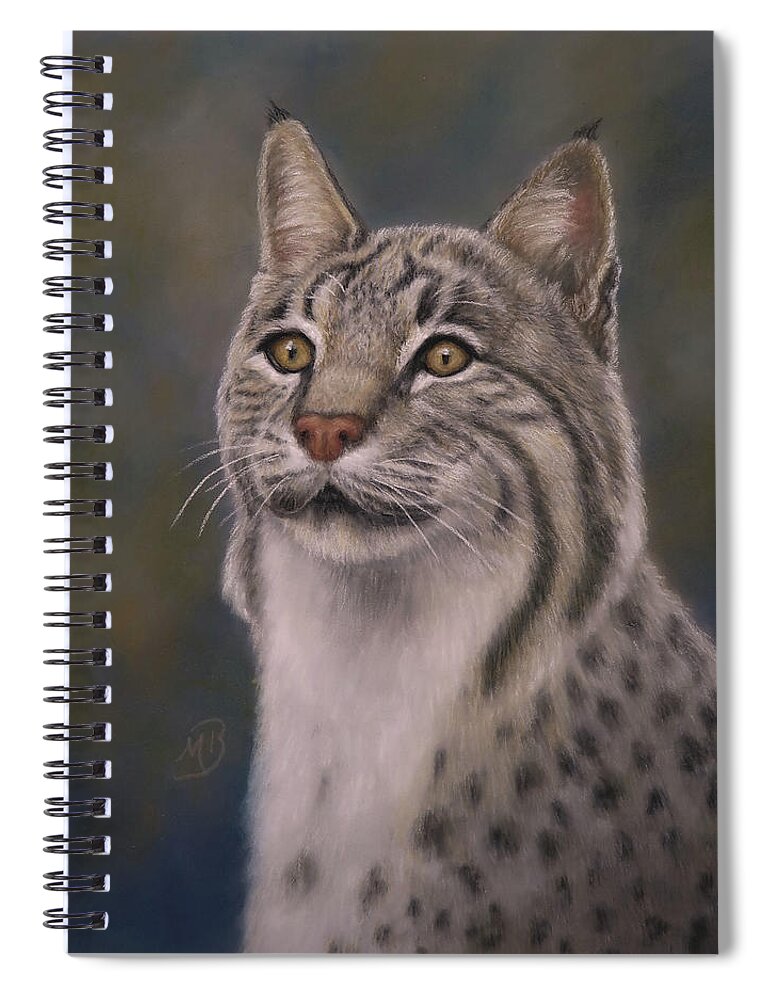 Bobcat Spiral Notebook featuring the painting Here Kitty, Kitty by Monica Burnette