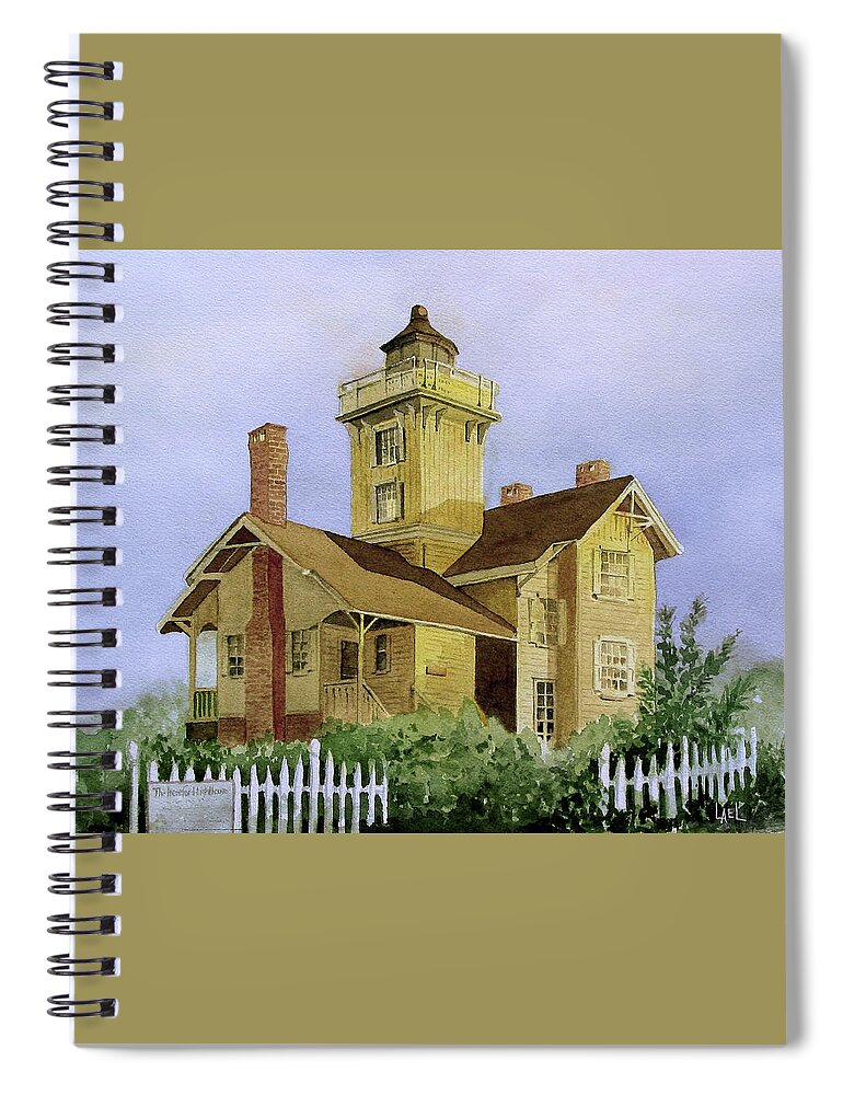 Hereford Lighthouse Spiral Notebook featuring the painting Hereford Lighthouse by Lael Rutherford
