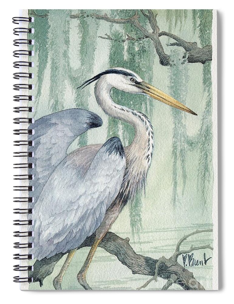 Birds Spiral Notebook featuring the painting Heron Bayou by Paul Brent