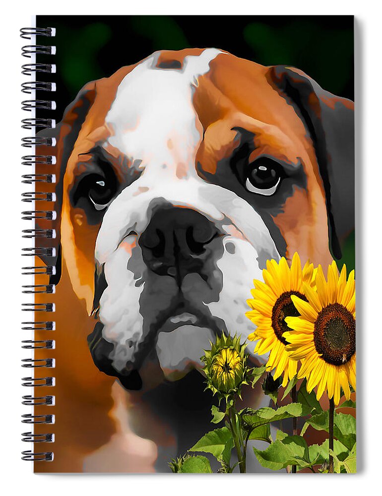 French Bulldog Spiral Notebook featuring the mixed media Hey Bulldog by Marvin Blaine